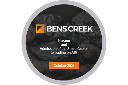 Bens Creek Group float on AIM