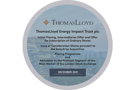 ThomasLloyd Energy Impact Trust float on the Premium Segment of the Main Market of the LSE and qualify for the Green Economy Mark