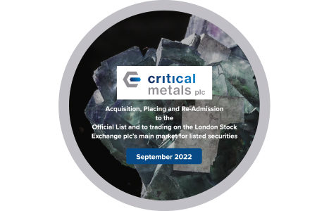 Critical Metals – Acquisition of a controlling stake in Madini Occidental, Placing and Readmission